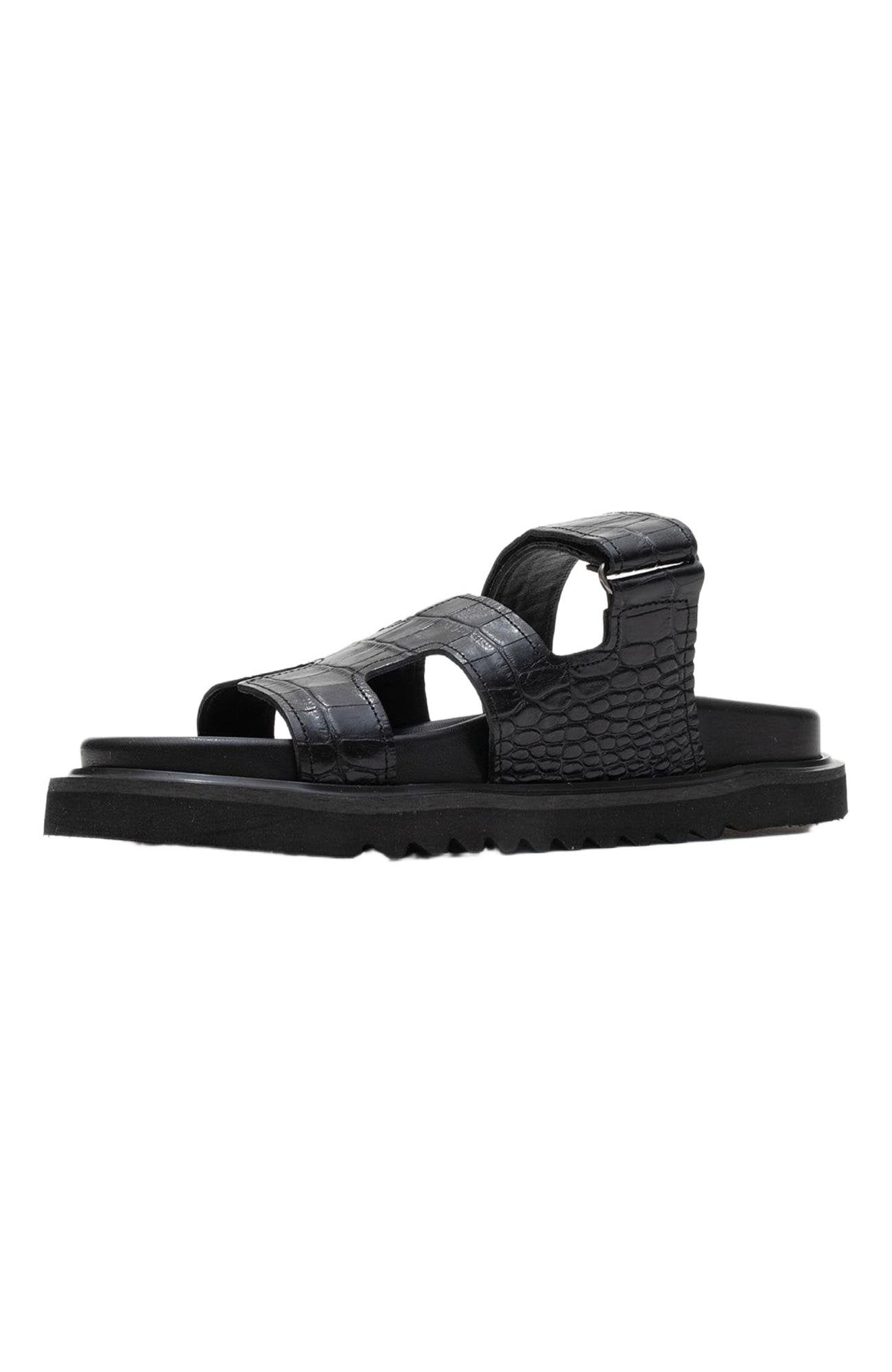 Forever & Always Shoes Loana Leather Slide Sandal, Alternate, color, Black Leather