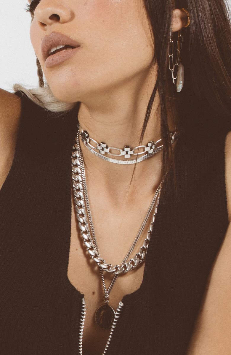 Child of Wild Sicily Herringbone Chain Choker, Alternate, color, Silver