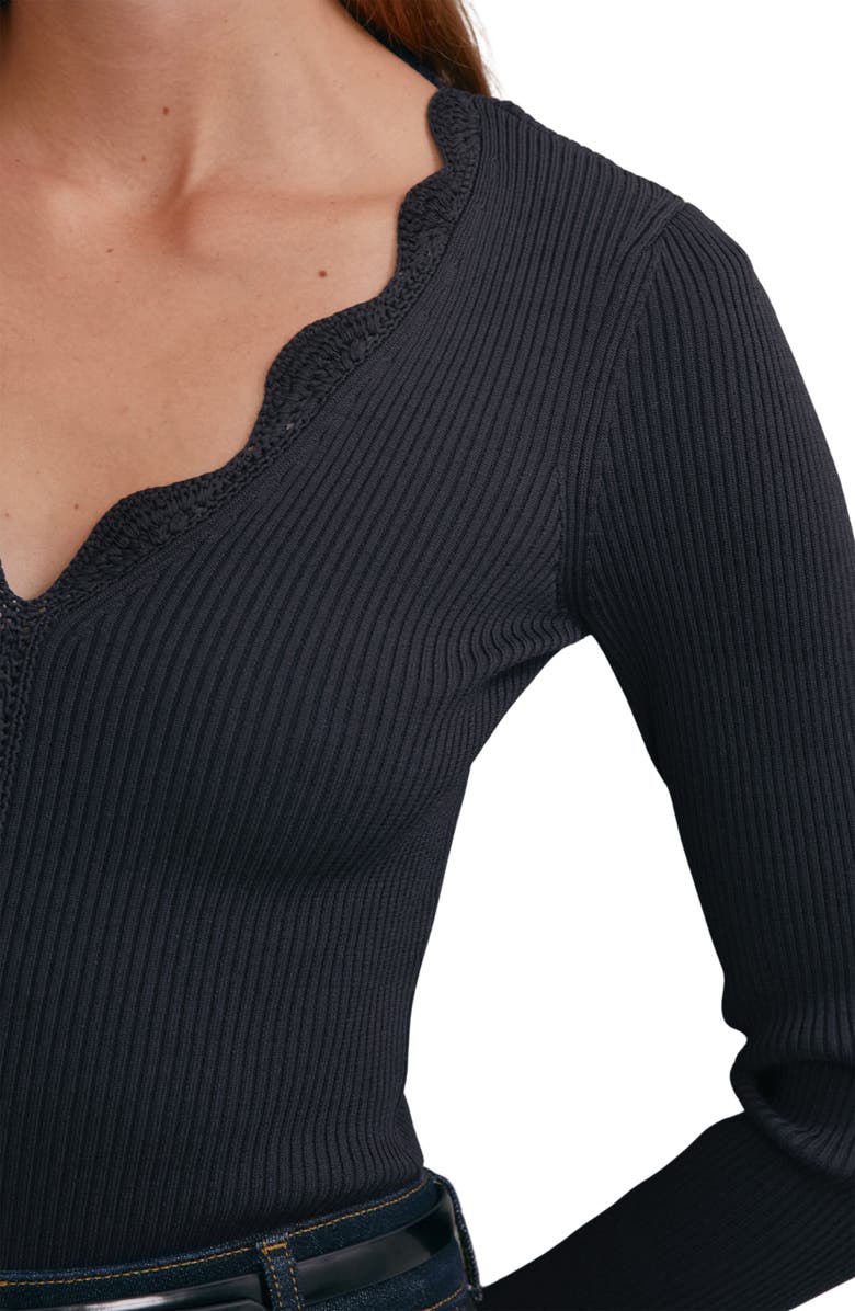 Reiss Lara V-Neck Knit Top, Alternate, color, Navy
