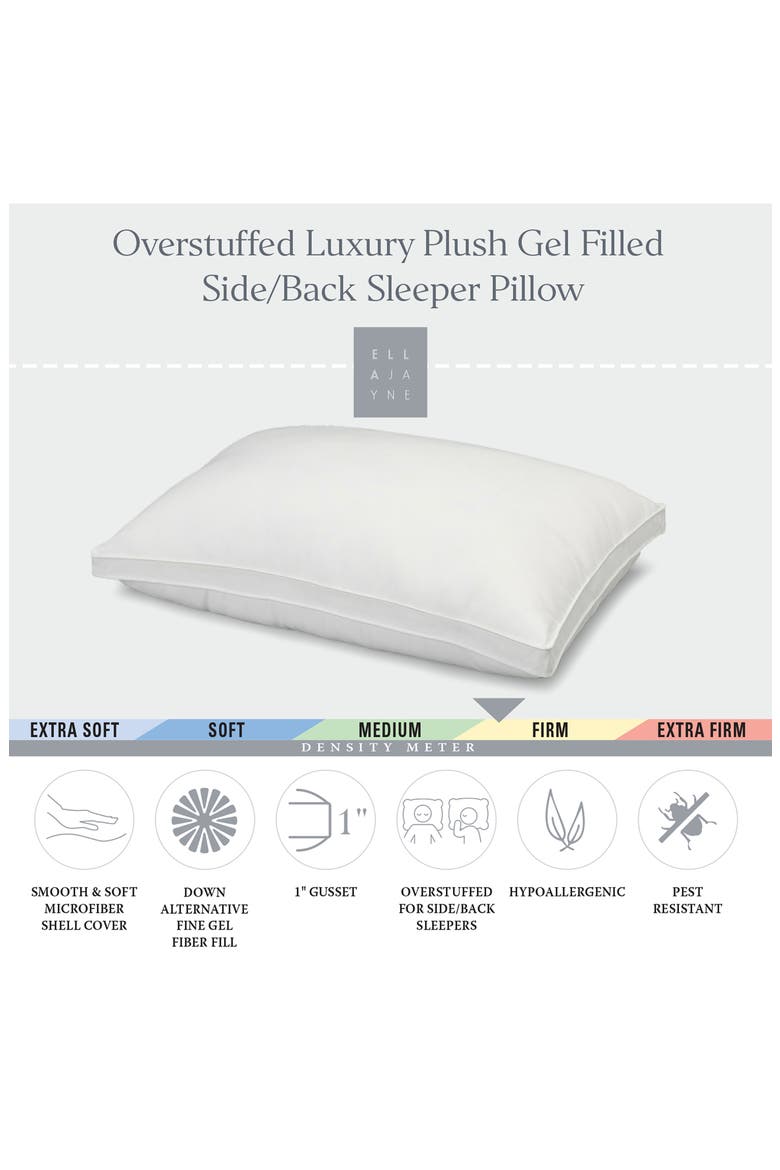 Overstuffed Luxury Plush Med/Firm Gel Filled Side/Back Sleeper Pillow, Alternate, color, WHITE