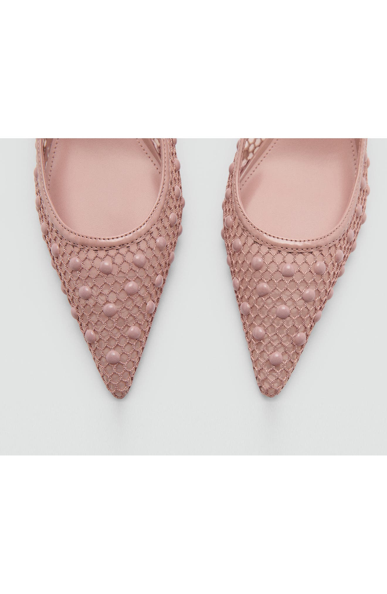 MANGO Slingback Pointed Toe Kitten Heel Pump, Alternate, color, Blush