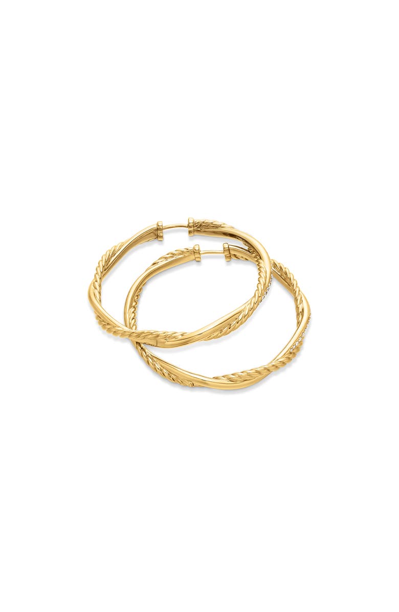 David Yurman Petite Infinity Hoop Earrings in 18K Yellow Gold with Pavé Diamonds, Alternate, color, 18K Yellow Gold