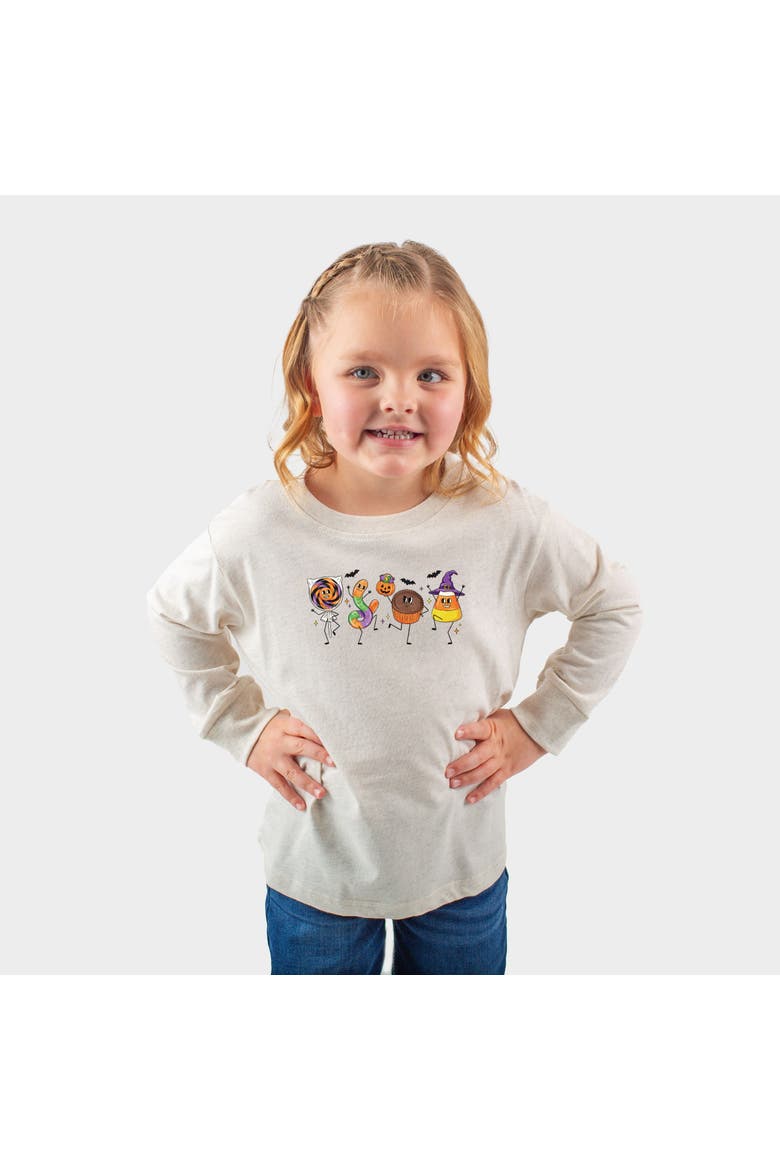Candy Stick Figures Toddler Long Sleeve Graphic Tee, Main, color, White