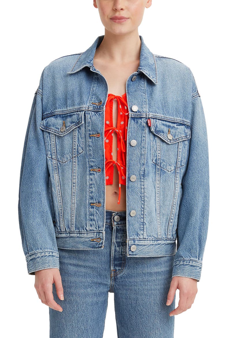 Levi's® '90s Denim Trucker Jacket, Main, color, SOFT AS BUTTER MID