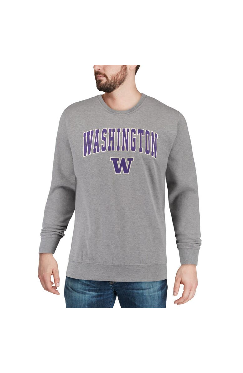 COLOSSEUM Men's Colosseum Heather Gray Washington Huskies Arch & Logo Crew Neck Sweatshirt, Alternate, color, Heather Gray