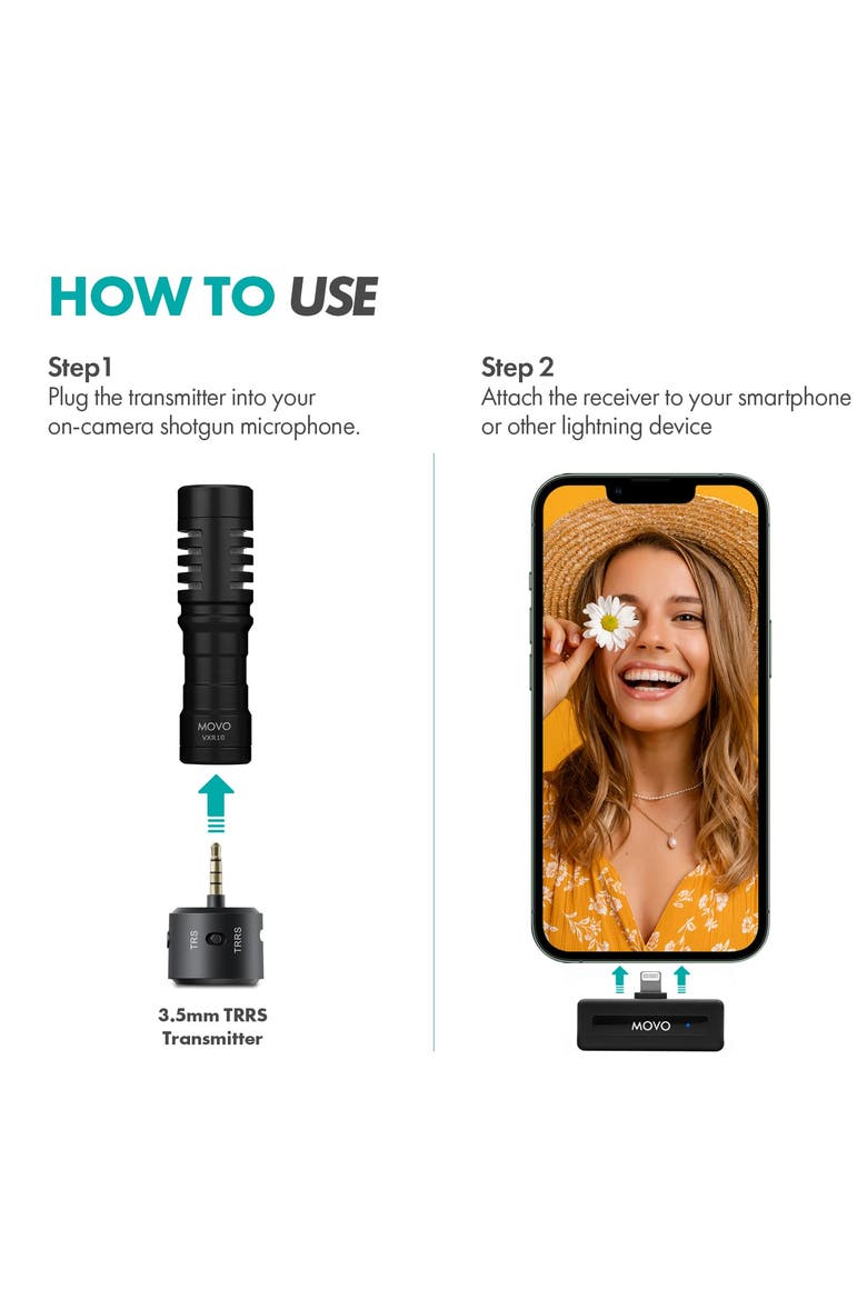 WM-VXR10 Wireless Shotgun Mic Adapter for iPhone/Lightning Devices - Compatible VXR10, VXR10-PRO and Rode VideoMicro, Alternate, color, Black