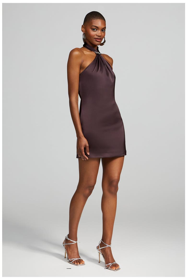 Layla Dress in Charmeuse, Alternate, color, Chocolate