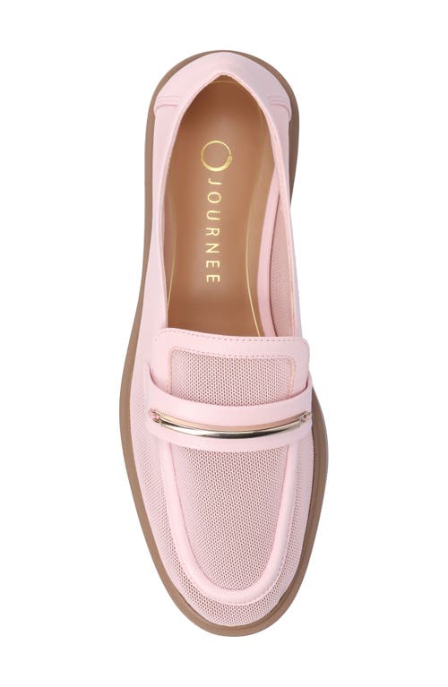 Journee Collection Women's Rainey Slip On Tailored Loafers In Mesh/pink