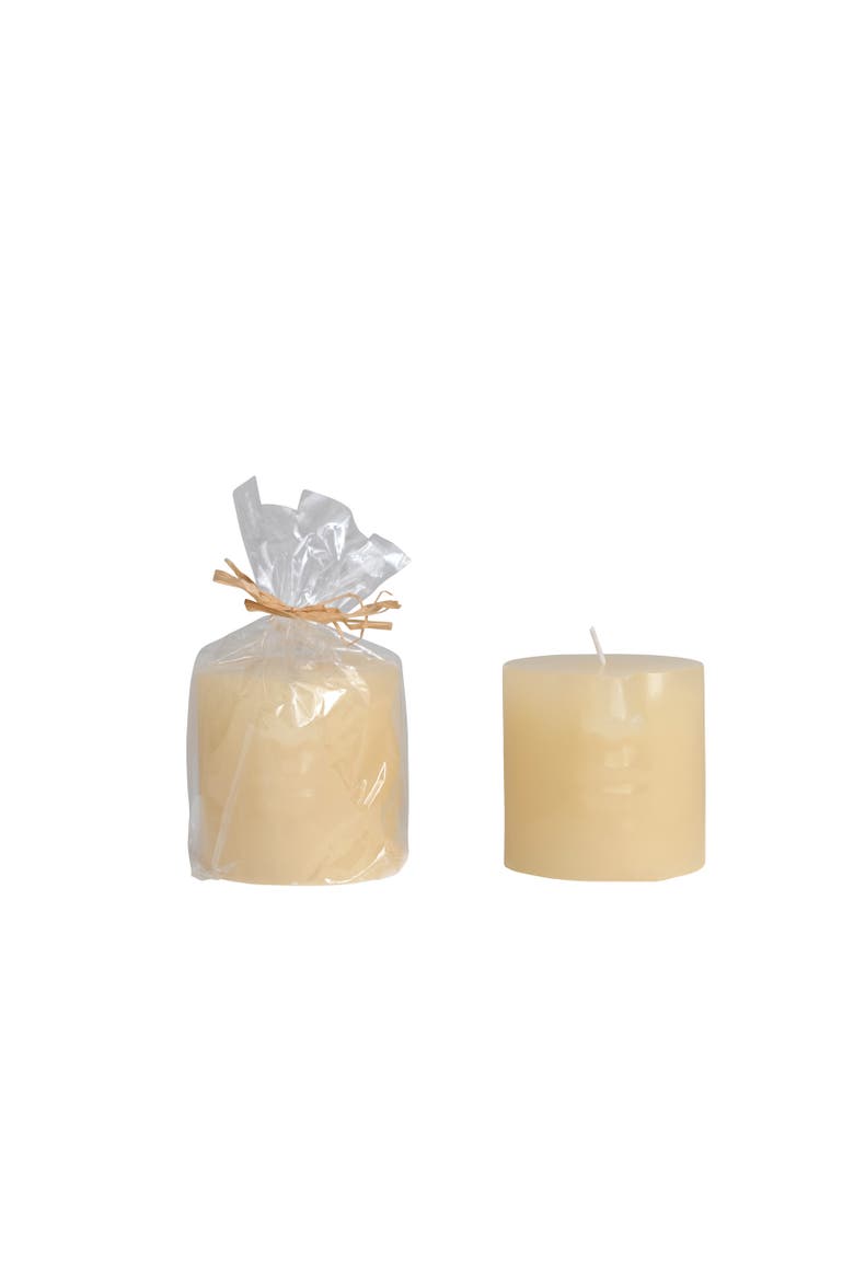Unscented Face Pillar Candle, Cream, Main, color, Cream