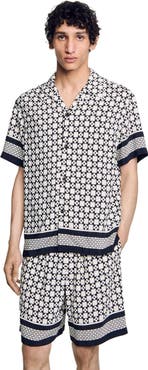 SANDRO Square Cross motif flowing blouse