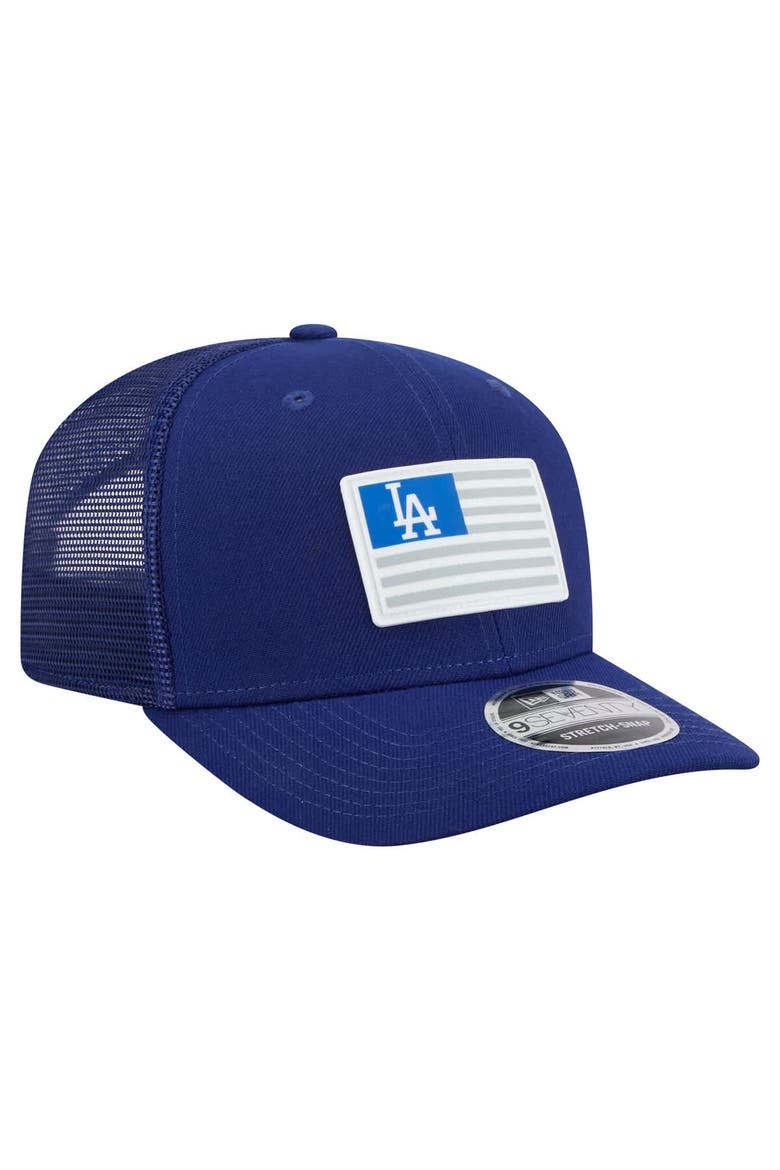 Men's New Era Royal Los Angeles Dodgers Flag 9SEVENTY COOLERA Stretch-Snap Hat, Alternate, color, Royal