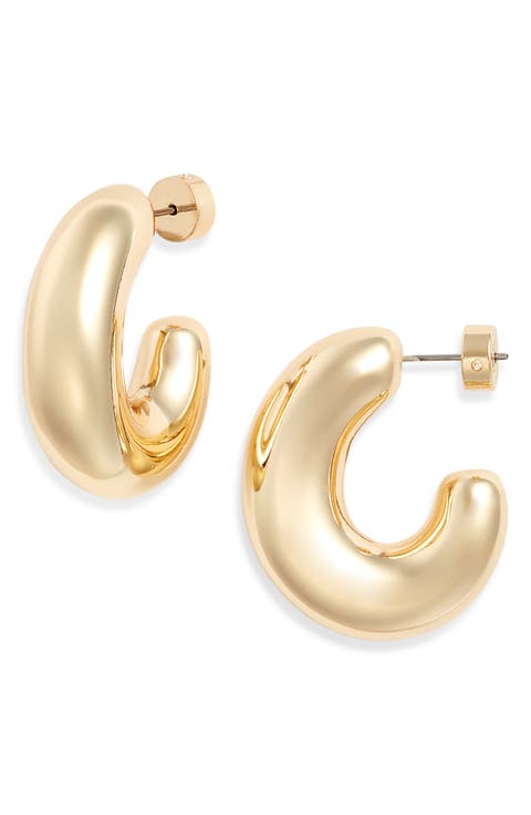 Oval Polished Hoop Earrings