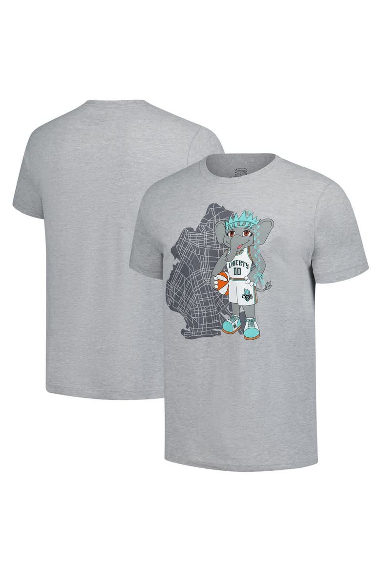 Unisex Stadium Essentials Heather Gray New York Liberty Ellie Mascot Borough T-Shirt, Main, color, Heather Gray