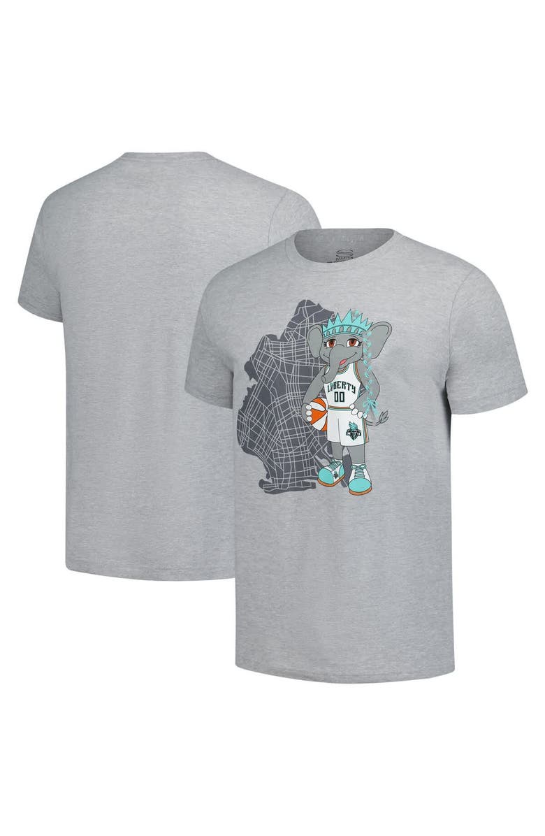 Stadium Essentials Unisex Stadium Essentials Heather Gray New York Liberty Ellie Mascot Borough T-Shirt, Main, color, Heather Gray