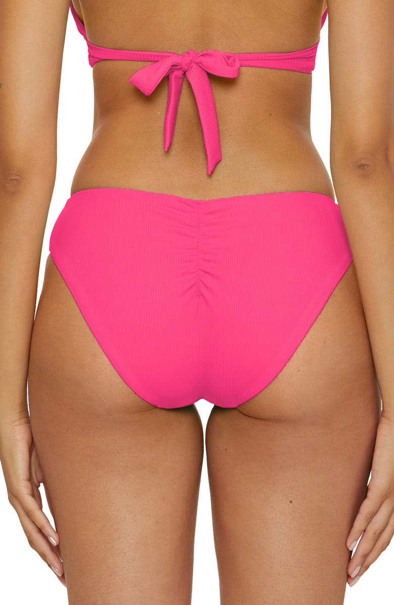 Becca Adela Modern Edge Rib Bikini Bottoms, Alternate, color, Punch