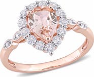 Julianna B. Morganite White Topaz Halo Ring 10k