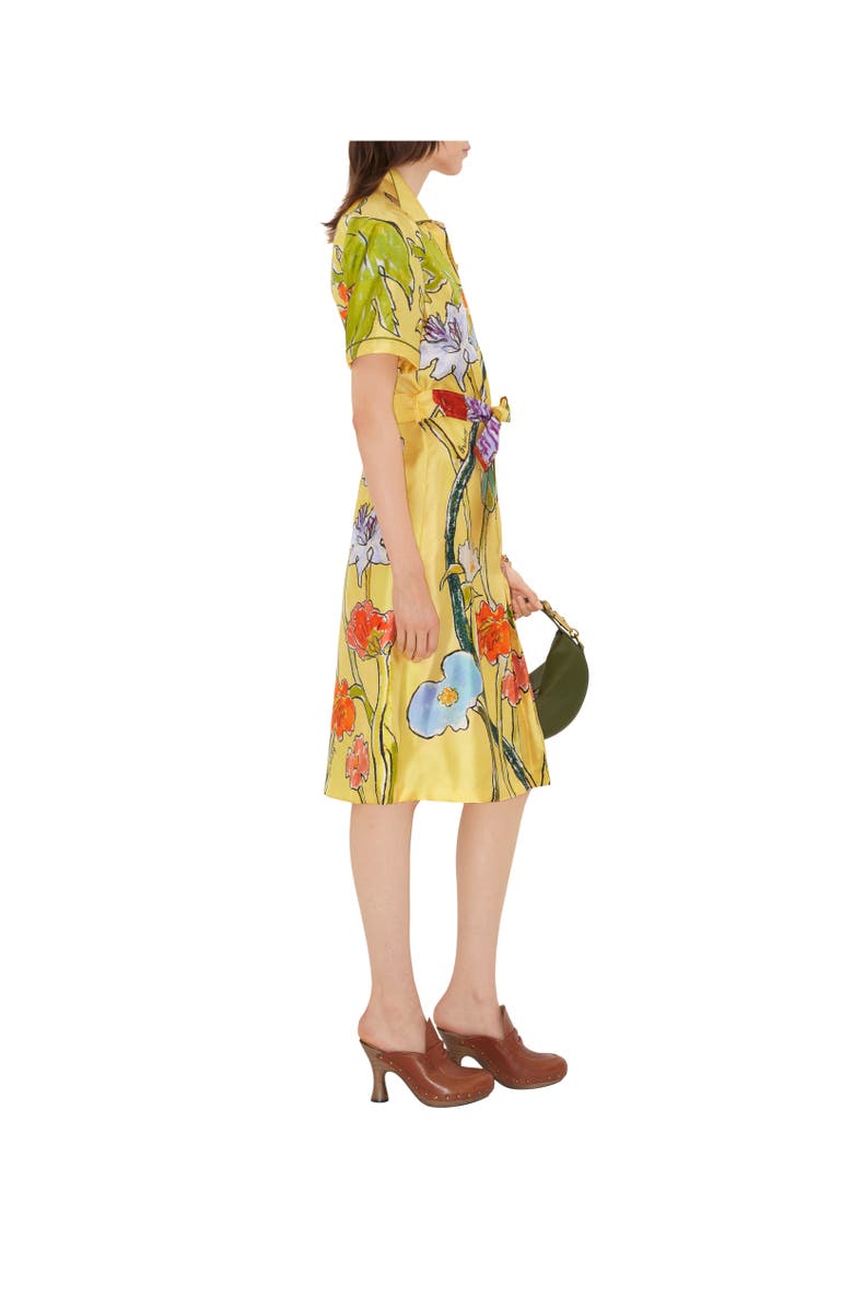 Burberry Highgrove Cascading Flowers Silk Shirt Dress, Alternate, color, Buttermilk