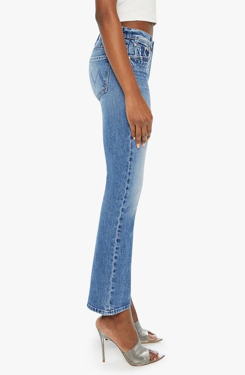 Mother The Mid Rise Dazzler Ankle Fray Riding The Cliffside Jeans In Metal Magic