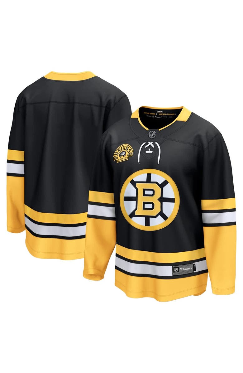 FANATICS Men's Fanatics Black Boston Bruins 100th Anniversary Premier Breakaway Jersey, Alternate, color, Black