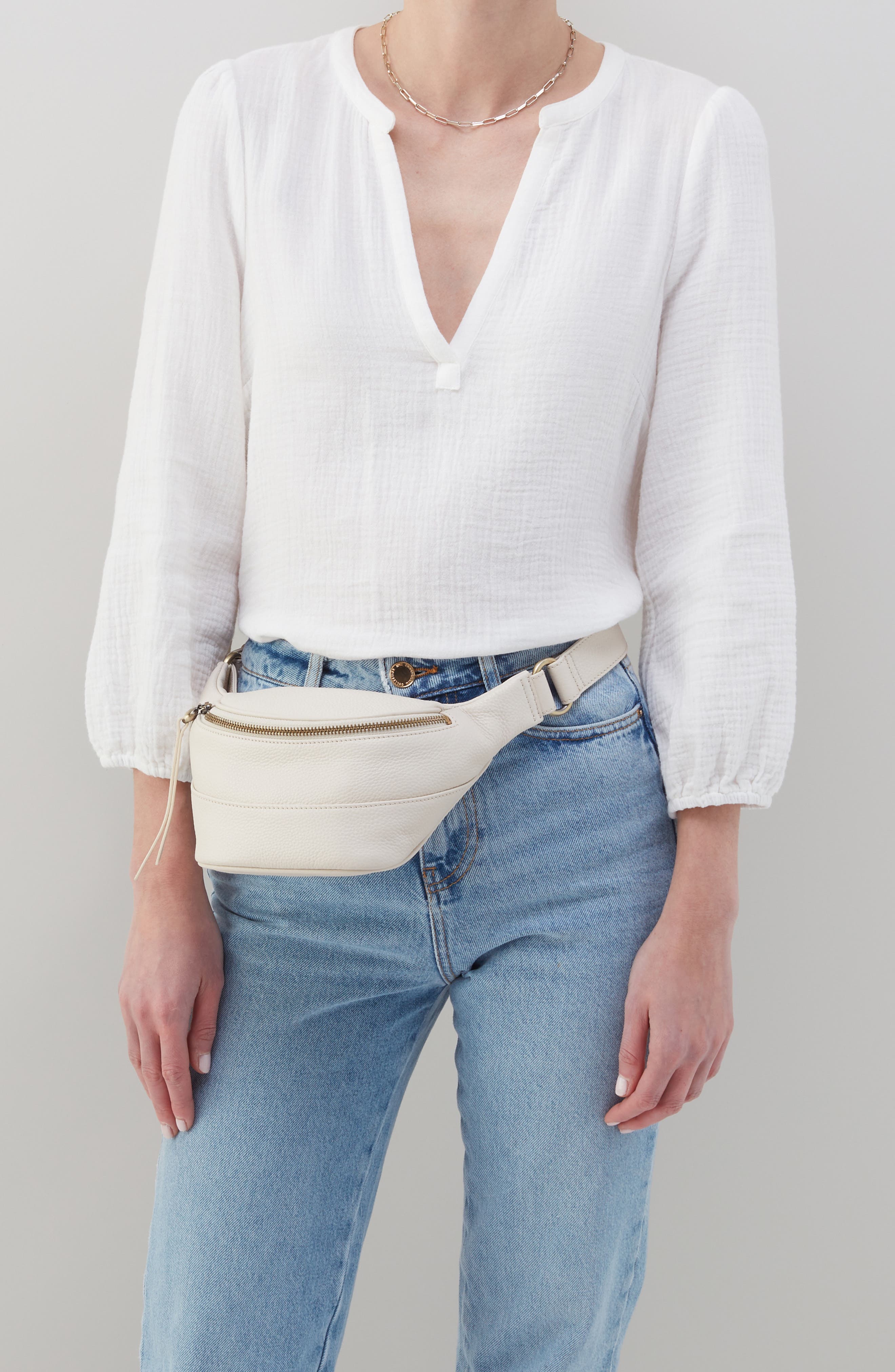 Jett Leather Belt Bag, Alternate, color, IVORY