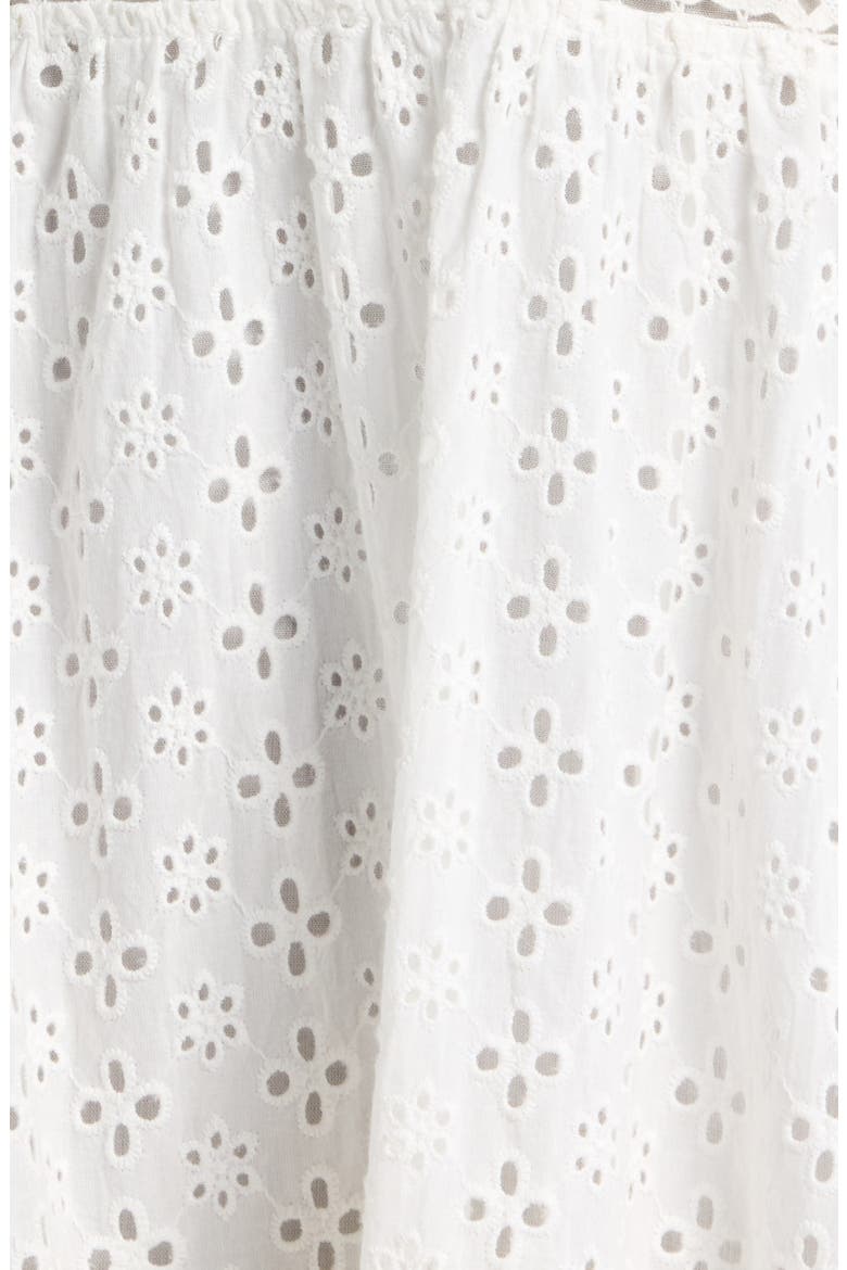 Cara Sequin Eyelet Cotton Cover-Up Mini Sundress, Alternate, color, NATURAL WHITE PLAIN