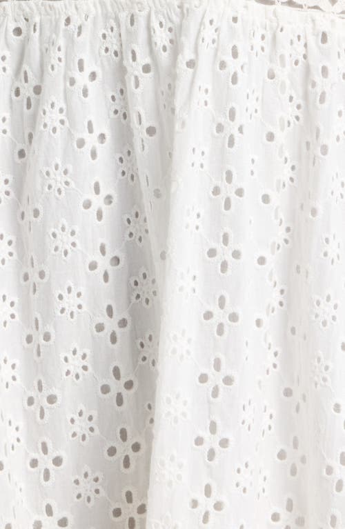 Shop Poupette St Barth Cara Sequin Eyelet Cotton Cover-up Mini Sundress In Natural White Plain
