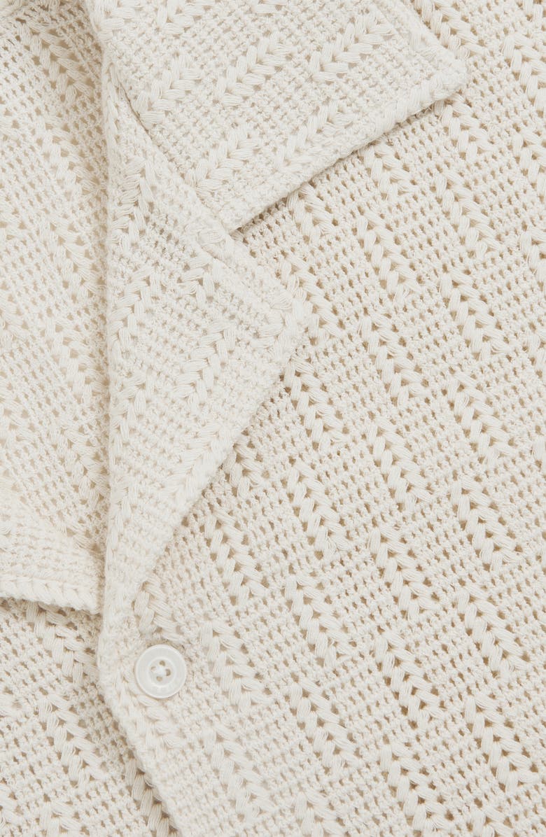 Reiss Leon Openwork Camp Shirt, Alternate, color, Off White