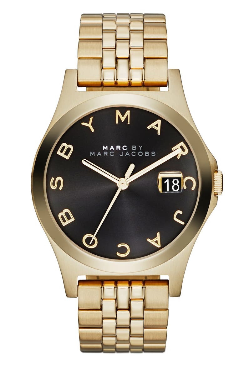 'The Slim' Bracelet Watch, 36mm, Main, color, GOLD/ BLACK