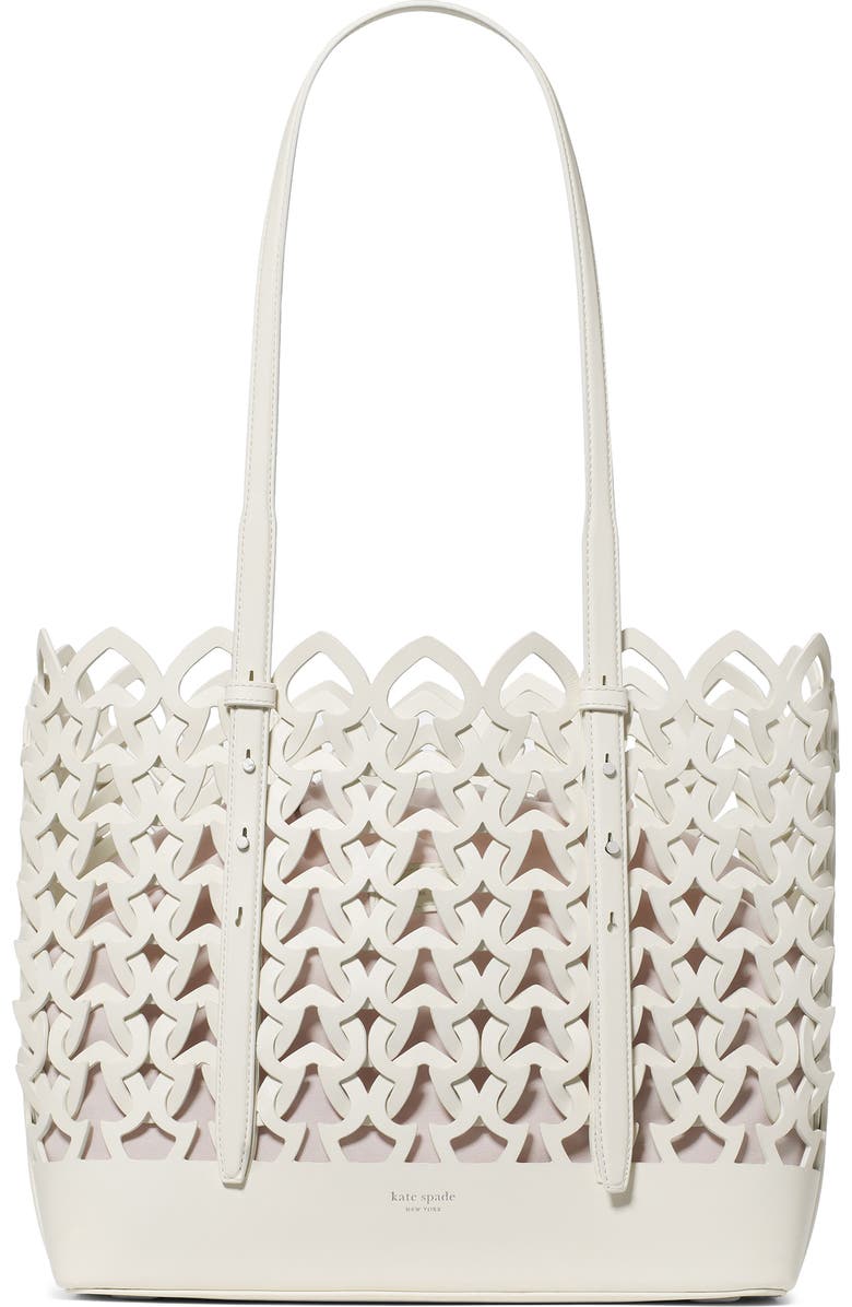 Kate Spade New York do it all woven large leather tote, Main, color, Cream.