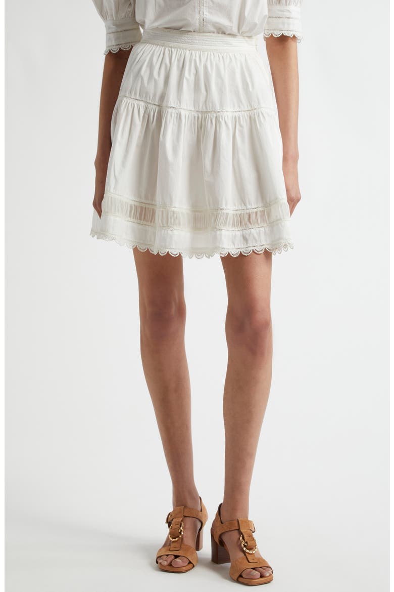 Ayla Tiered Cotton Skirt, Main, color, COWRIE