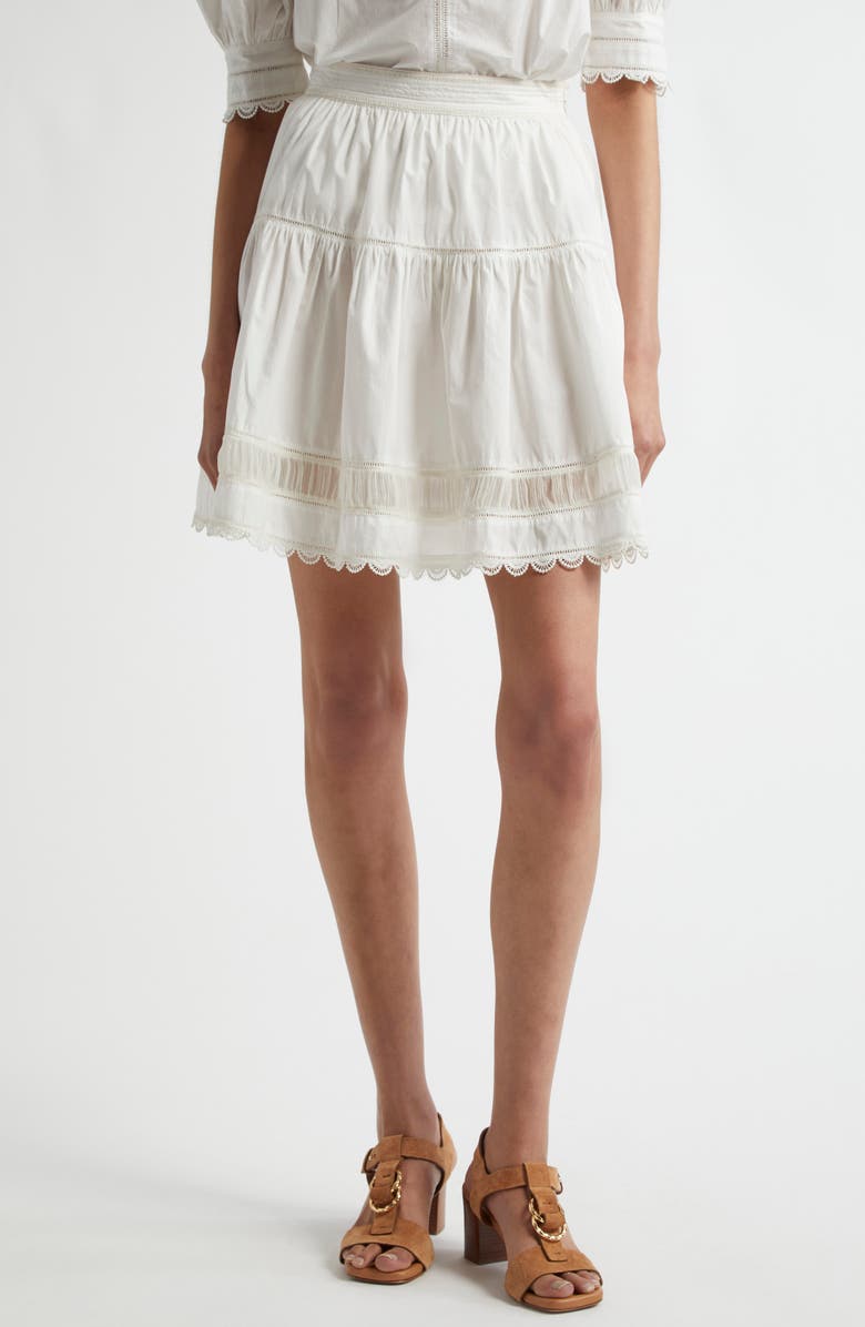 Ulla Johnson Ayla Tiered Cotton Skirt, Main, color, Cowrie