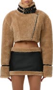 Naked Wardrobe Reversible Faux Shearling Crop Moto Jacket