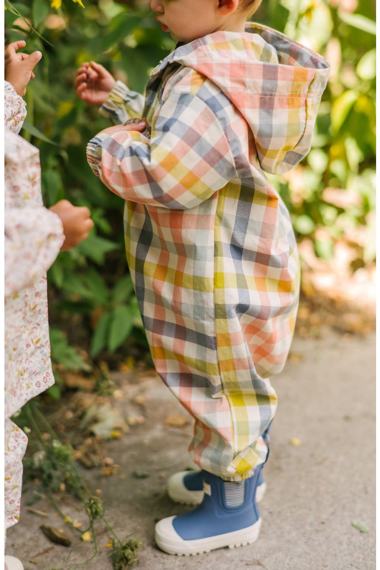 Kids' Park Hooded Organic Cotton Rain Suit, Alternate, color, PICNIC