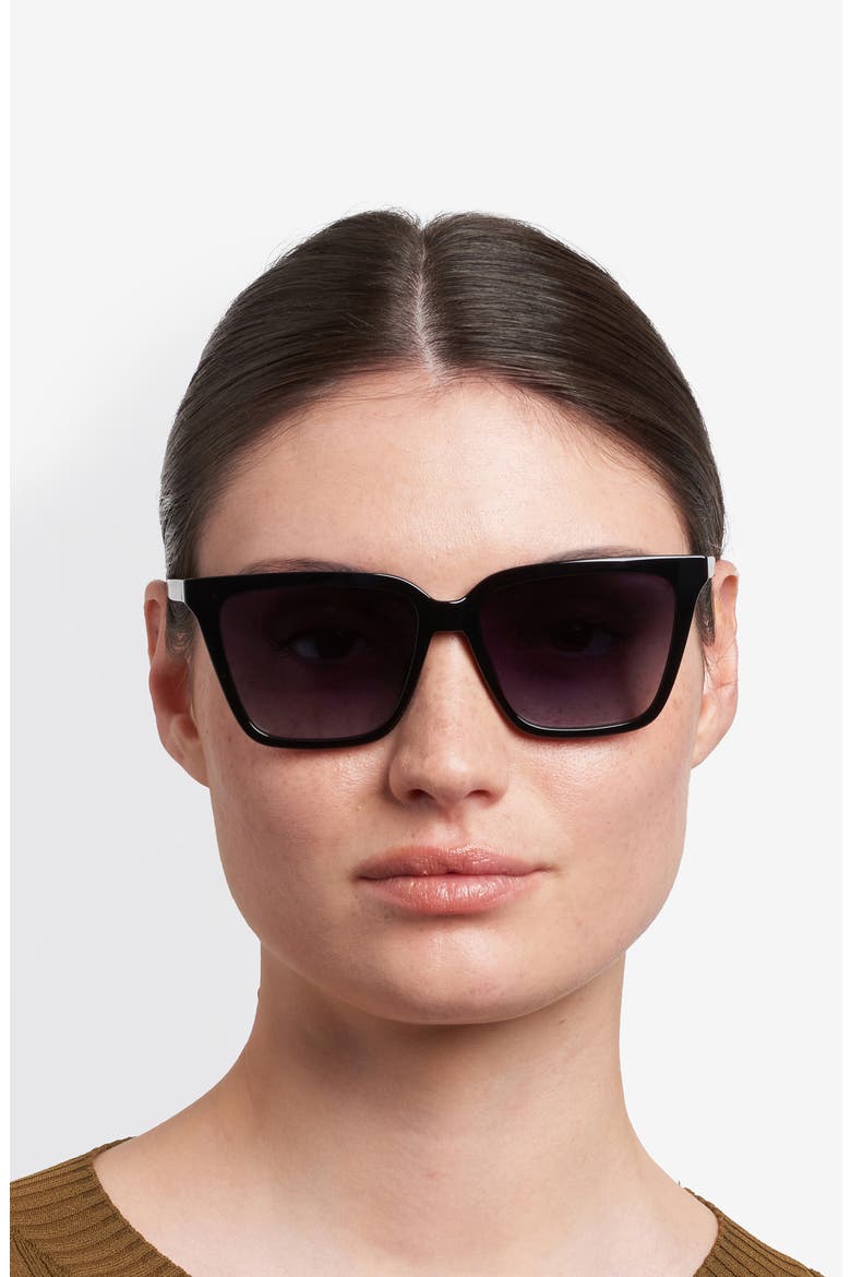 56mm Square Sunglasses, Alternate, color, BLACK