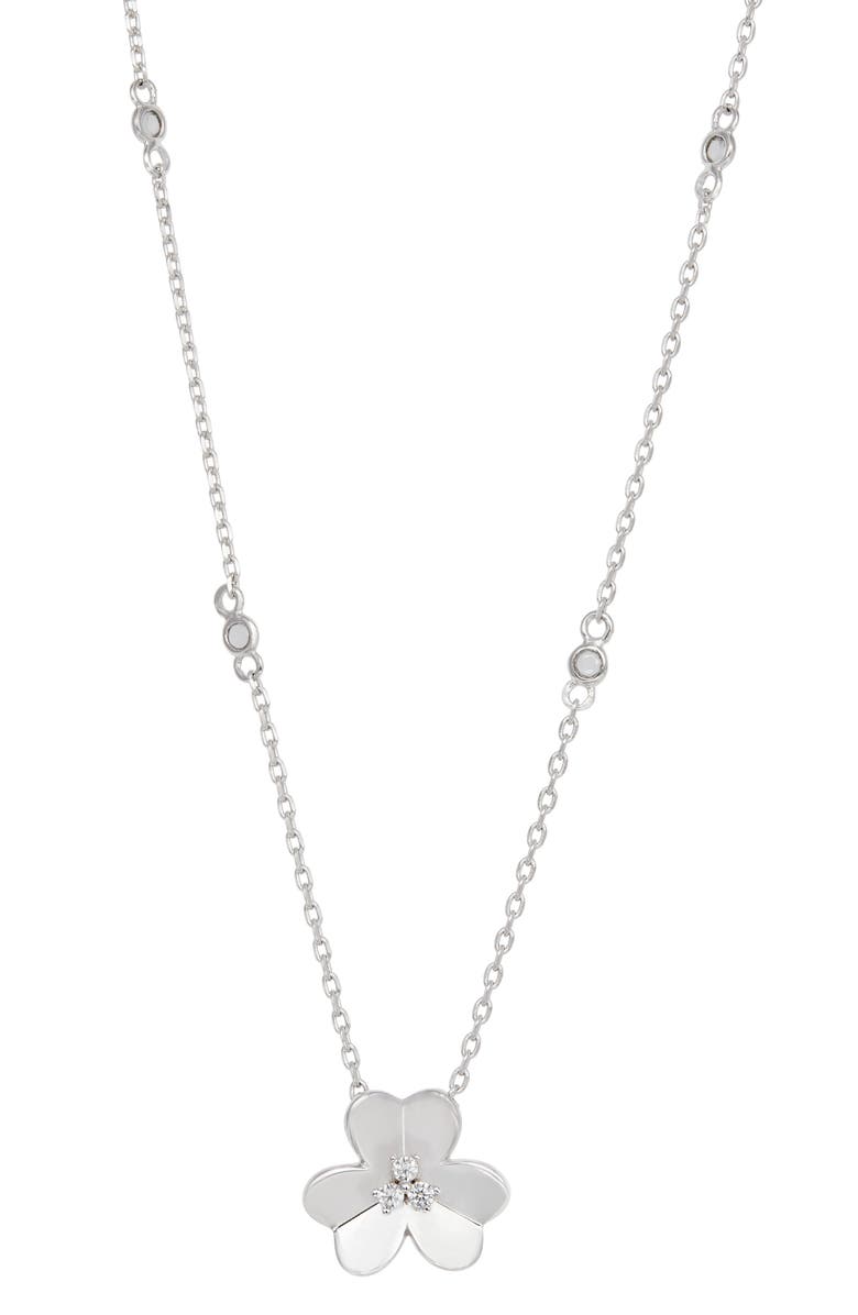 SAVVY CIE JEWELS Clover Pendant Necklace, Main, color, White