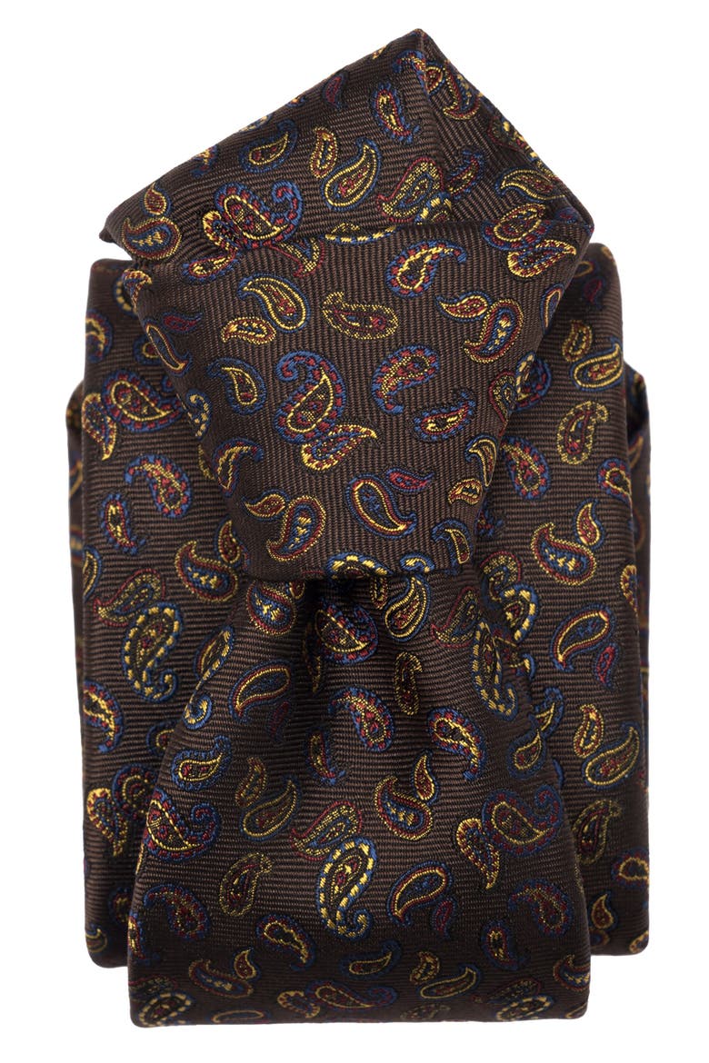 Sambuco - Extra Long Silk Jacquard Tie for Men, Alternate, color, Caffè