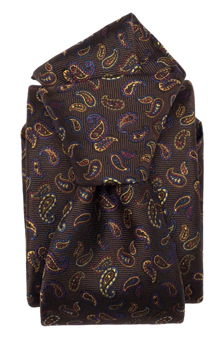 Elizabetta Sambuco - Extra Long Silk Jacquard Tie for Men, Alternate, color, Caffè