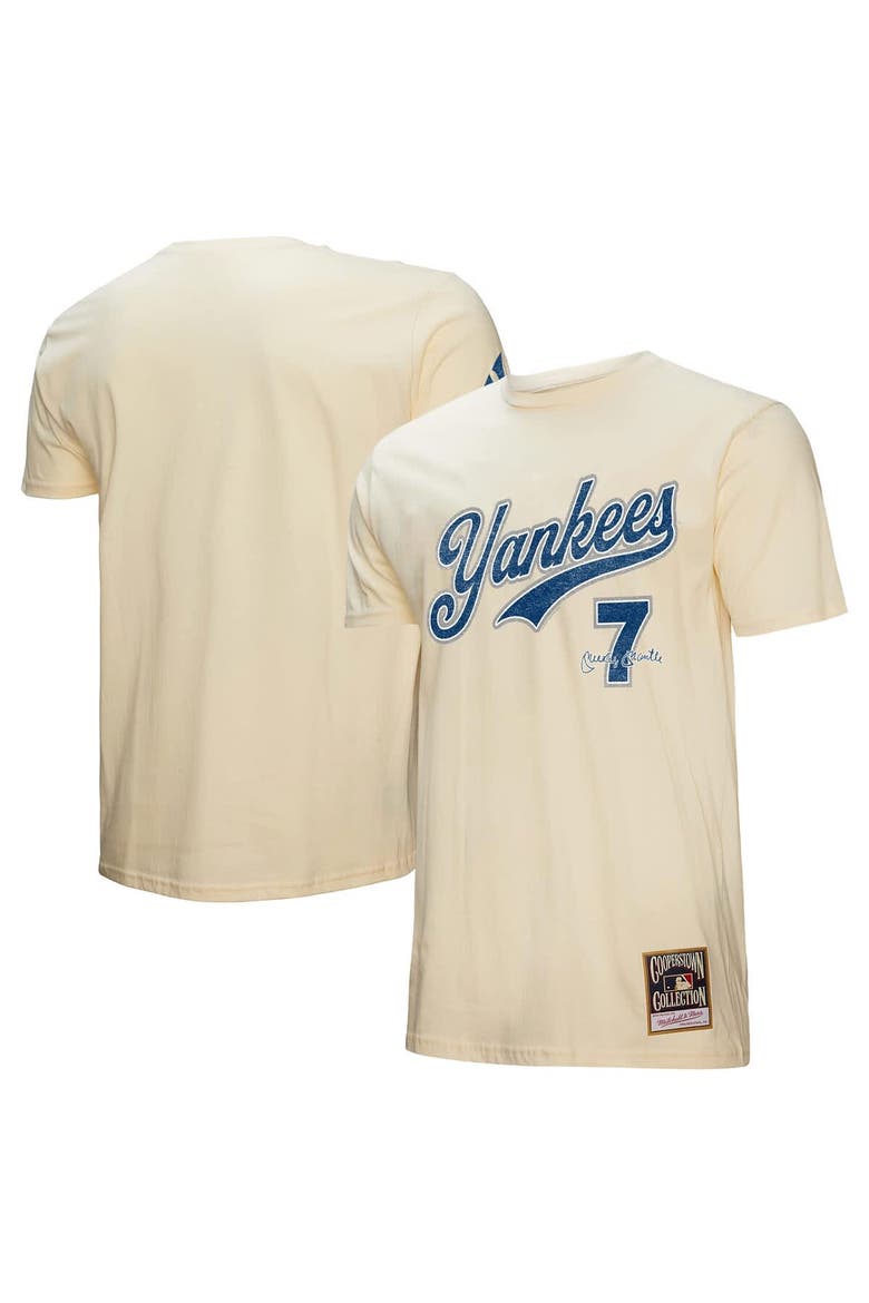 Men's Mitchell & Ness Mickey Mantle Cream New York Yankees Cooperstown Collection Player T-Shirt, Main, color, Cream