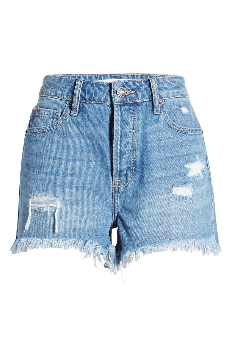 HIDDEN JEANS Grinded High Waist Denim Mom Shorts, Alternate, color, 