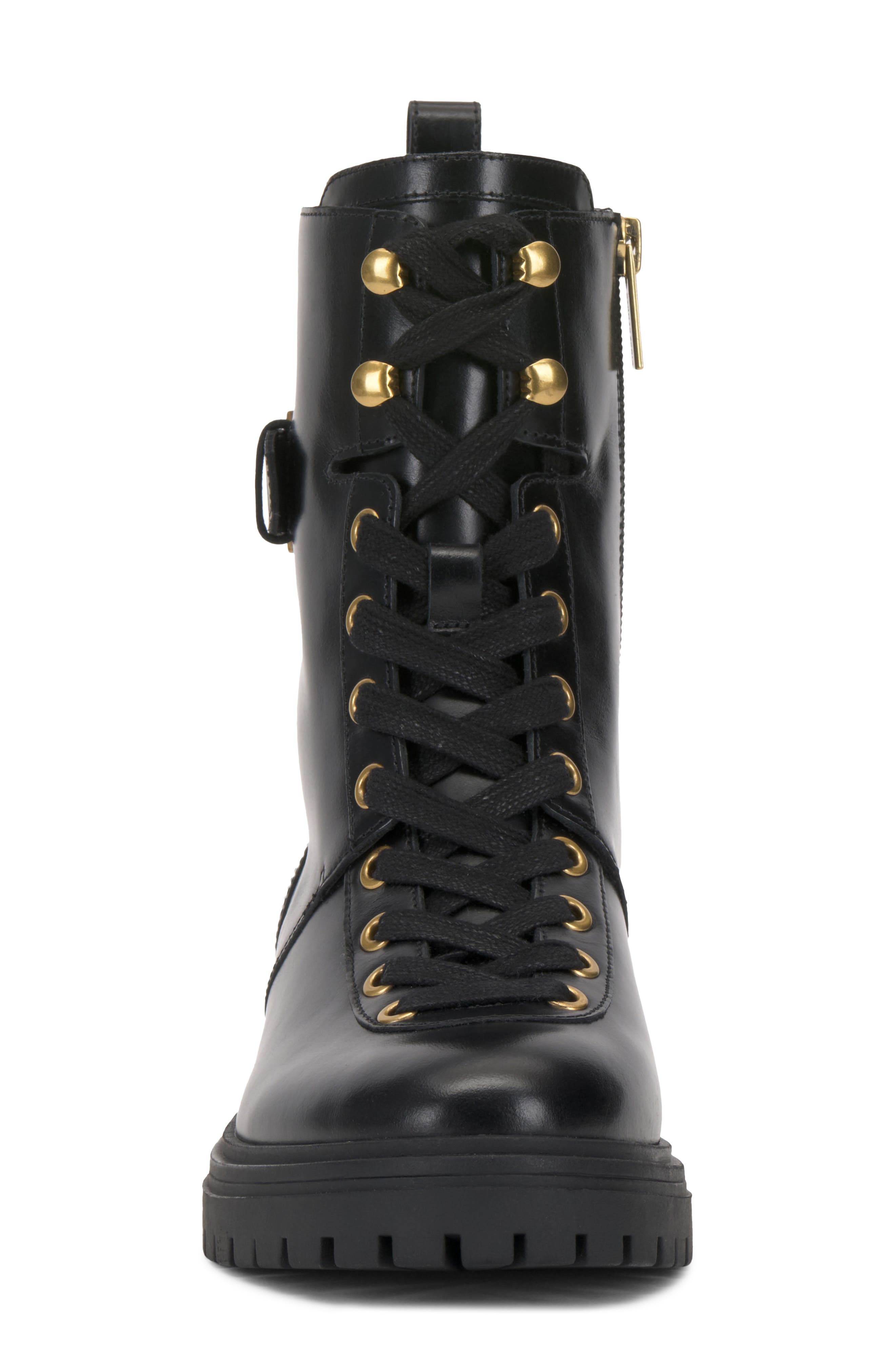 Becinda Leather Combat Boot, Alternate, color, BLACK