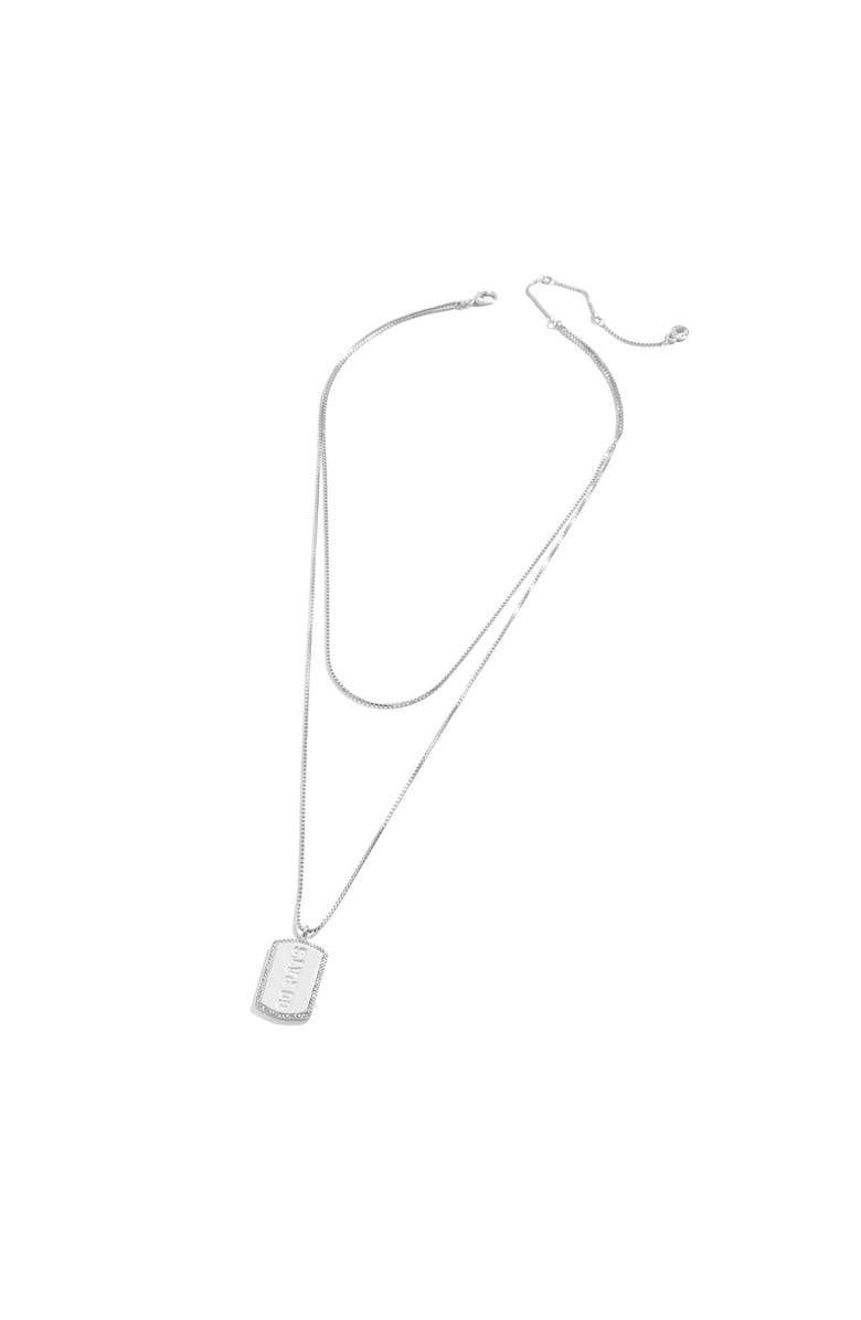 WEAR by Erin Andrews x Baublebar New England Patriots Silver Dog Tag Necklace, Alternate, color, 