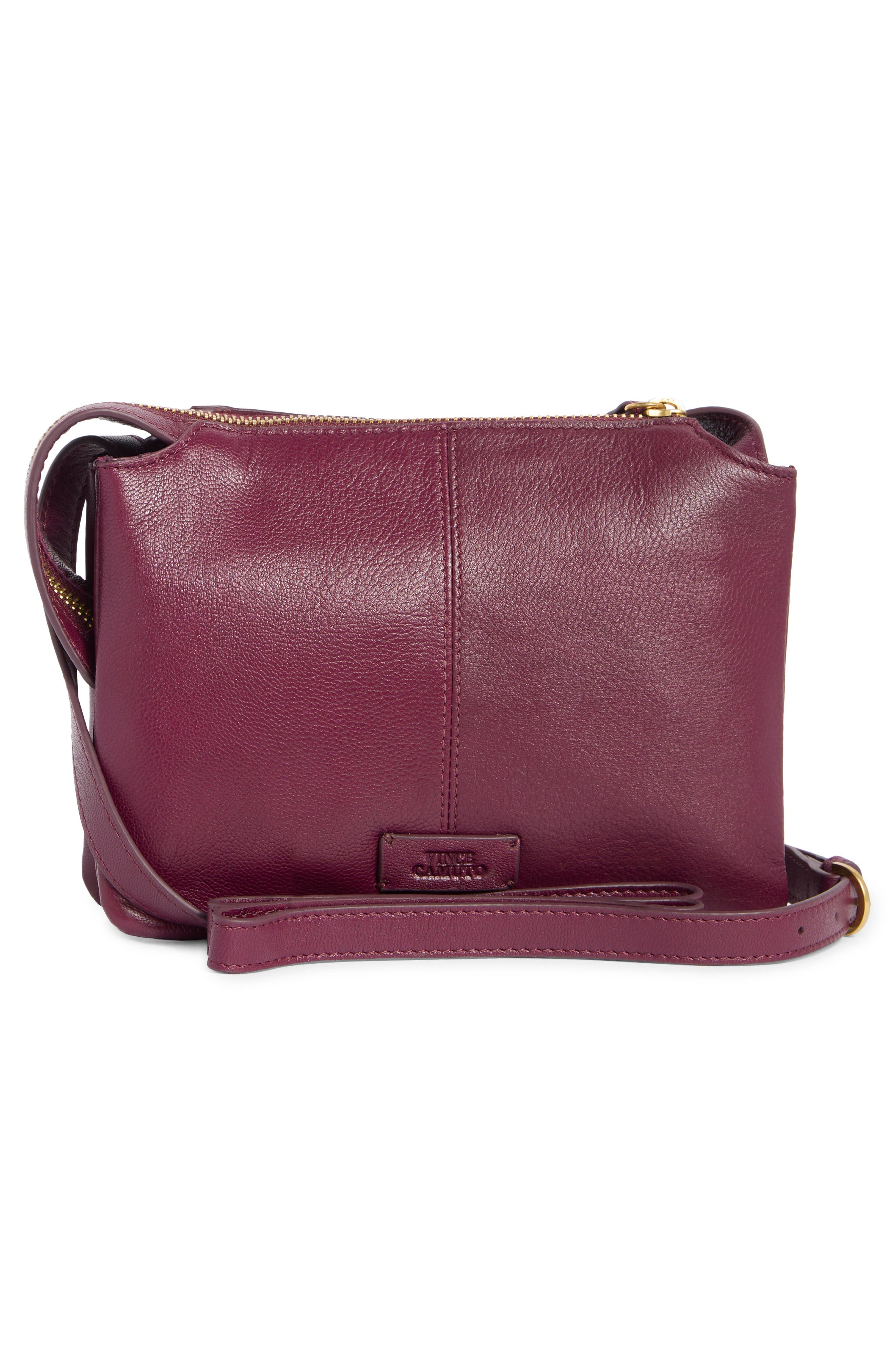 Vince Camuto Laney Leather Crossbody Bag, Alternate, color, Dark Pink