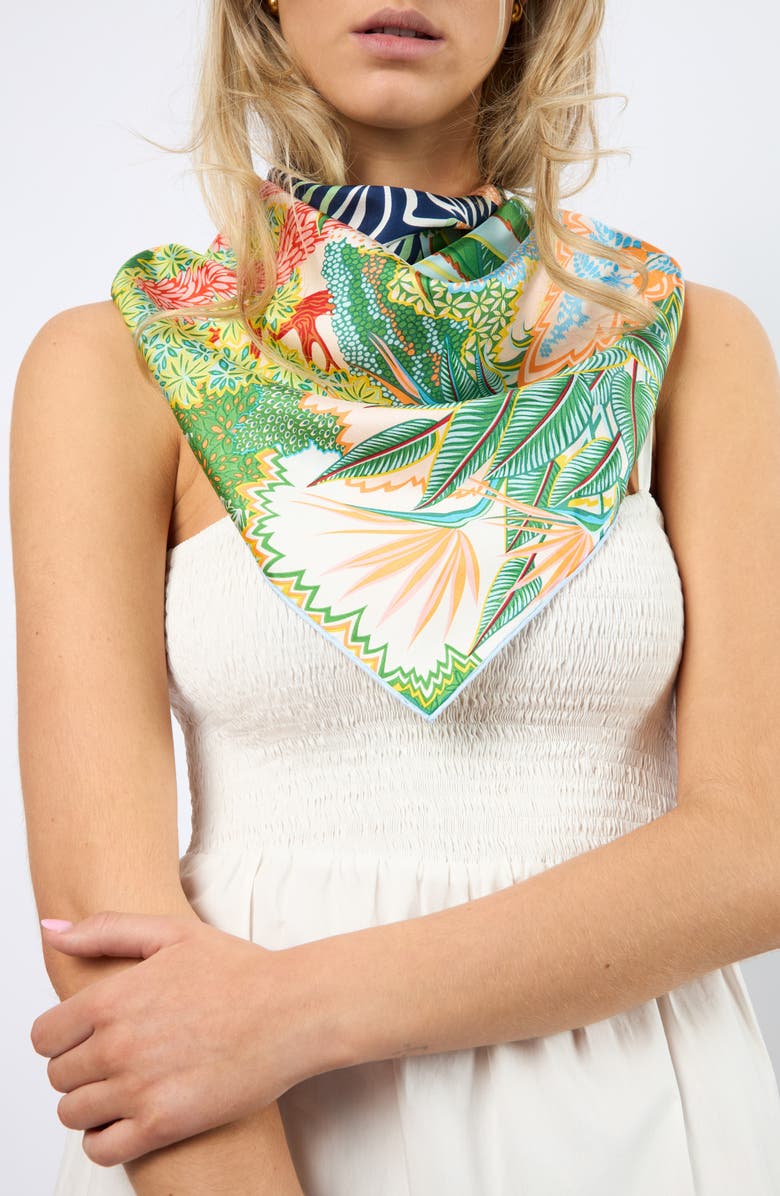 Viens Avec Moi Zebra in Jungle Silk Square Scarf, Alternate, color,