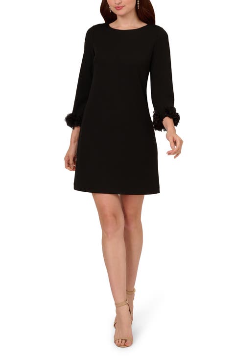 Ruffle Cuff Crepe Cocktail Dress