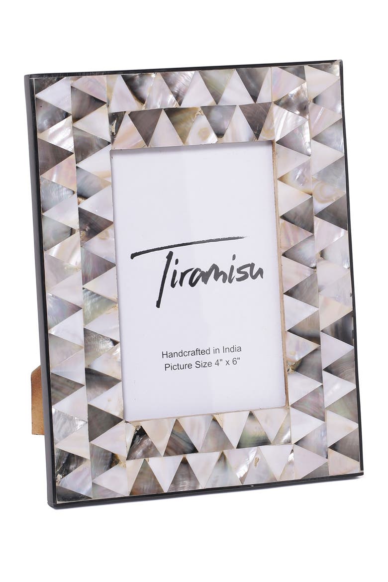 Mother-of-Pearl Picture Frame - Half Diamond Pattern, Alternate, color, IVORY