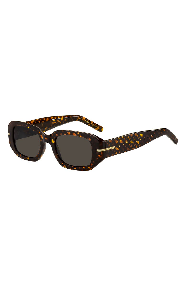 BOSS 50mm Rectangular Sunglasses, Alternate, color, Havana Pattern