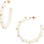 Nordstrom Crystal Accent Raffia Wrapped Hoop Earrings