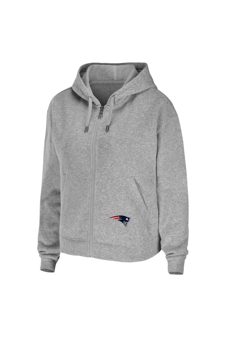 Women's WEAR by Erin Andrews Heather Gray New England Patriots Plus Size Full-Zip Hoodie, Alternate, color, Heather Gray