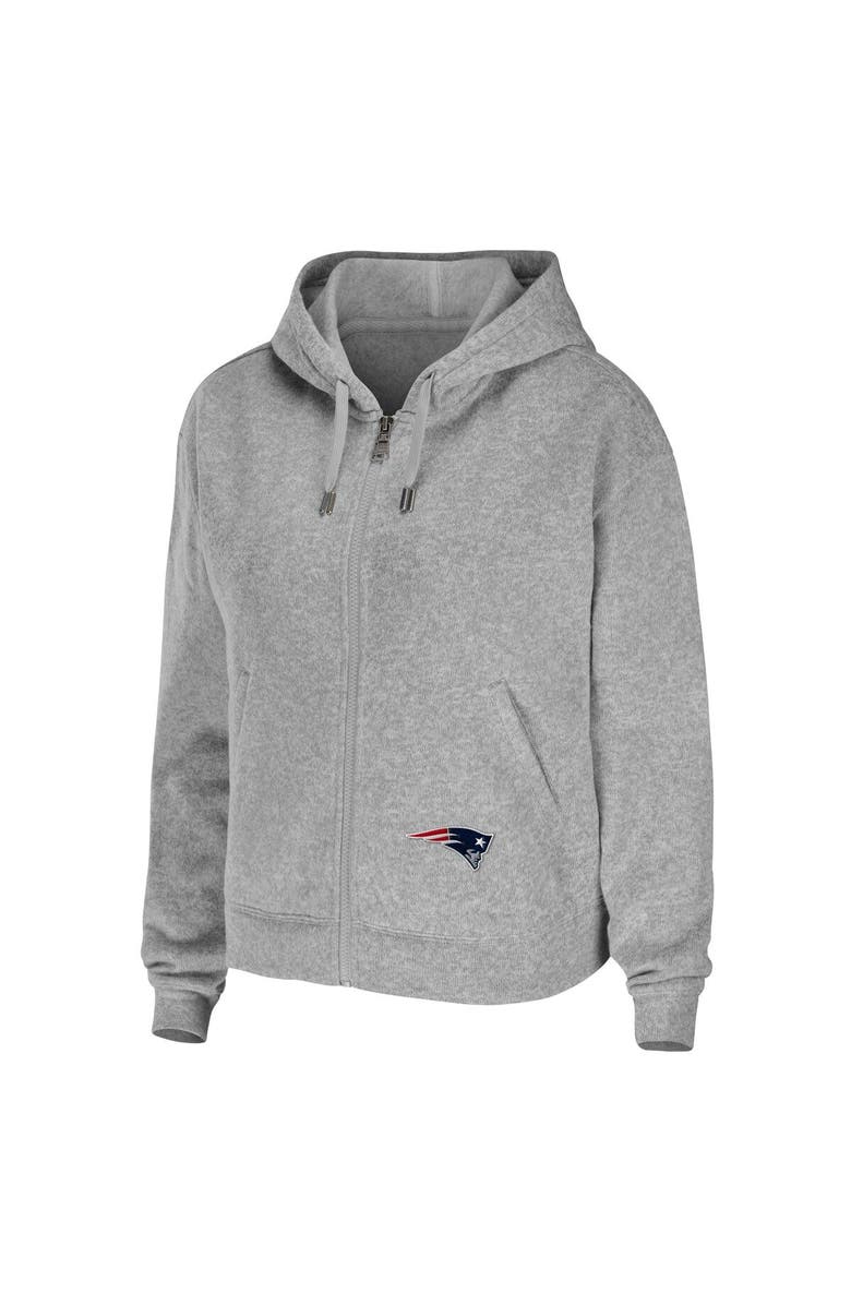 WEAR by Erin Andrews Women's WEAR by Erin Andrews Heather Gray New England Patriots Plus Size Full-Zip Hoodie, Alternate, color, 