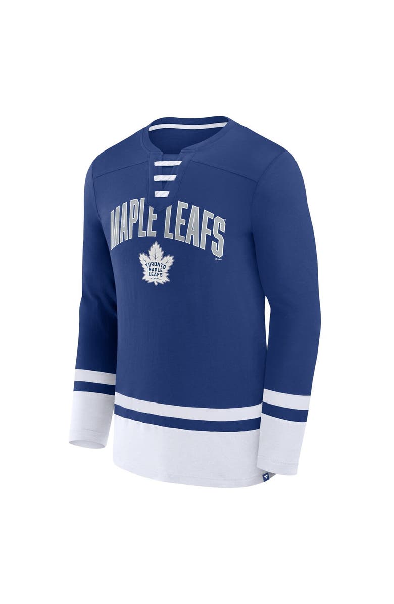 FANATICS Men's Fanatics Branded Blue Toronto Maple Leafs Back Pass Lace-Up Long Sleeve T-Shirt, Alternate, color, 